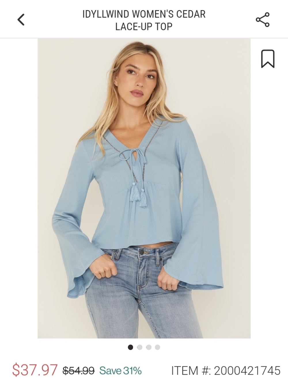 Idyllwind Women's Cedar Lace Up Top